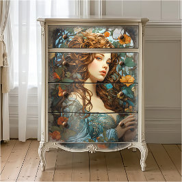 Papel De Seda Arte Nouveau Diosas Florales Victorianas Vintage