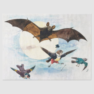 Papel De Seda Arte Nouveau Vintage Murciélago y pájaros vestidos