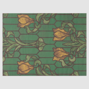 Papel De Seda Arte nuevo floral con aspecto de vidrio emplomado 