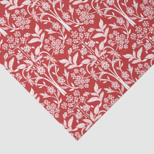 Papel De Seda Arte Nuevo Rojo y Blanco Floral Clásico de Vacacio