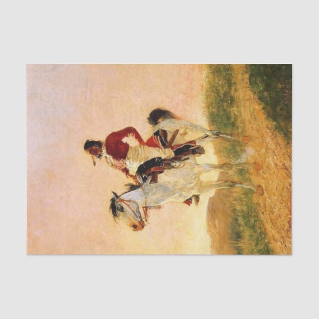 Papel De Seda Arte Occidental de Frederic Remington “Comanche Mo (Anverso)