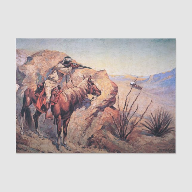 Papel De Seda Arte occidental de Frederic Remington "Emboscada a (Anverso)
