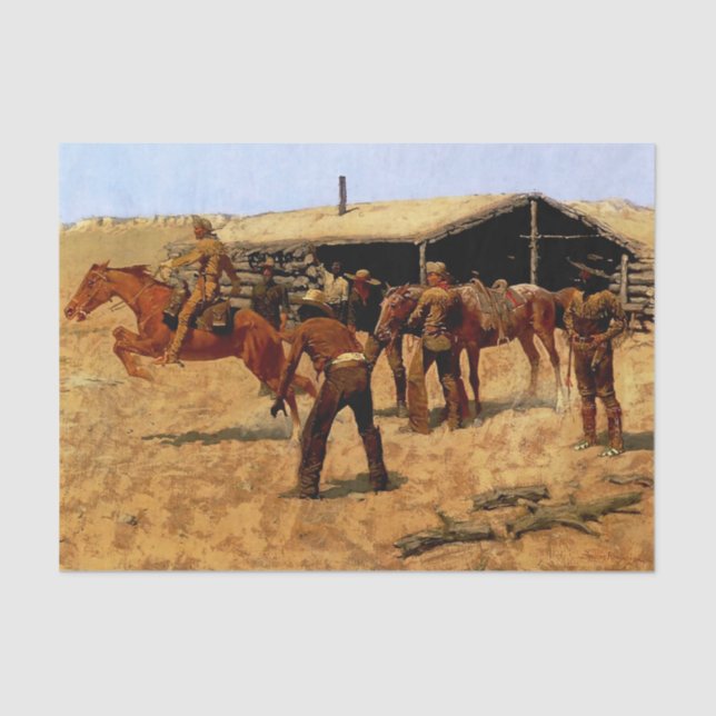 Papel De Seda Arte Occidental de Frederic Remington “Pony Expres (Anverso)
