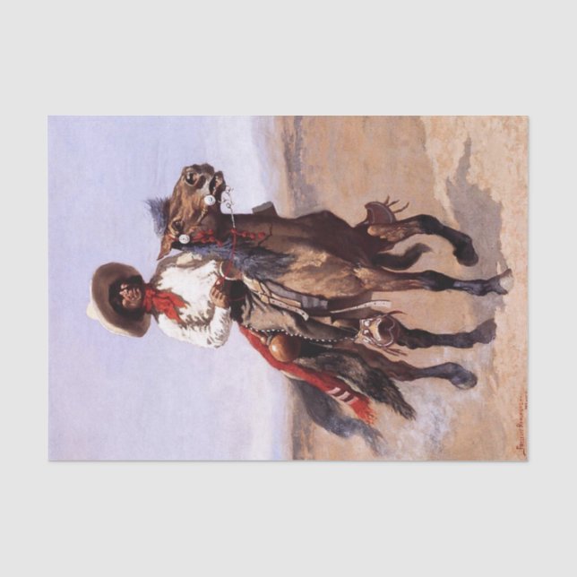 Papel De Seda Arte occidental de Frederic Remington "Un explorad (Anverso)