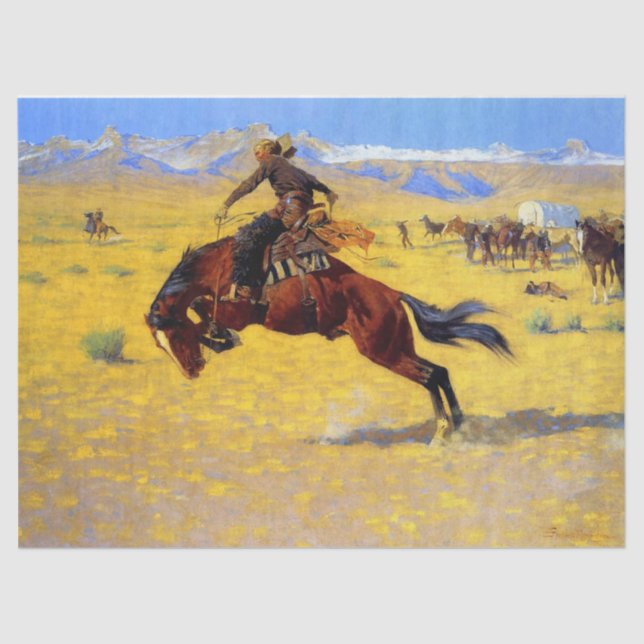 Papel De Seda Arte occidental de Frederic Remington “Una mañana  (Anverso)