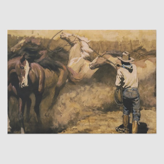 Papel De Seda Arte occidental del "Roping Palomino" de Maynard D (Anverso)