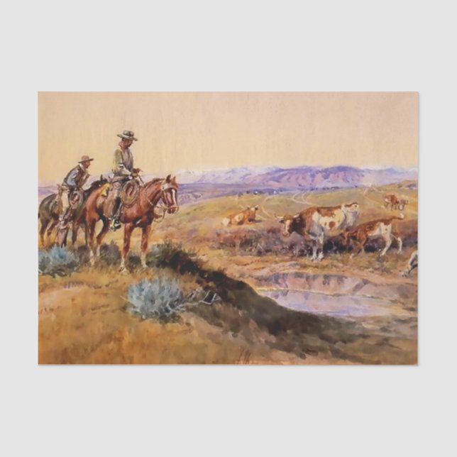 Papel De Seda Arte occidental “Trabajado” de Charles M Russell (Anverso)