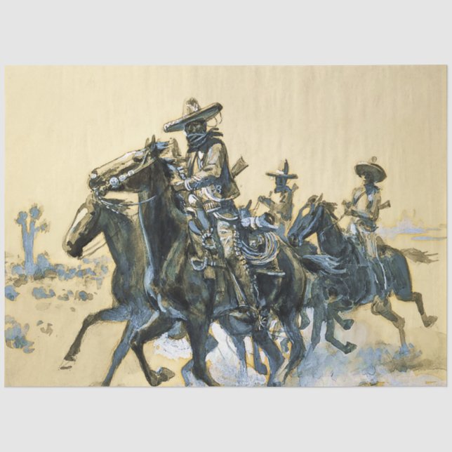 Papel De Seda Arte occidental “Vaqueros” de Charles M Russell (Anverso)