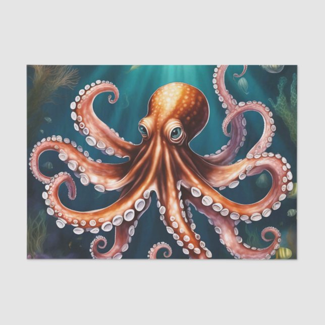 Papel De Seda Arte Octopus subacuático (Anverso)