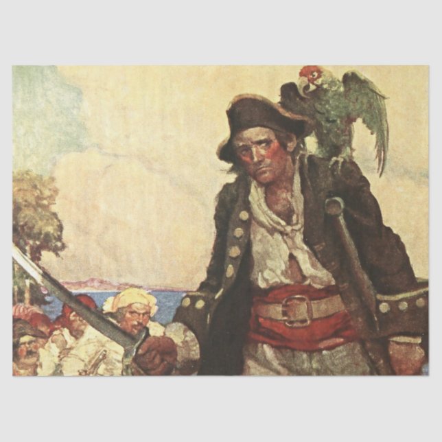 Papel De Seda Arte pirata "Long John Silver" de Louis Rhead (Anverso)