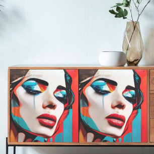 Papel De Seda Arte pop de una mujer que llora y se deshace