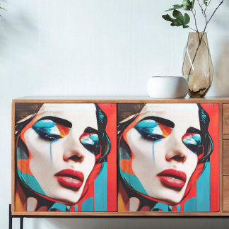 Papel De Seda Arte pop de una mujer que llora y se deshace