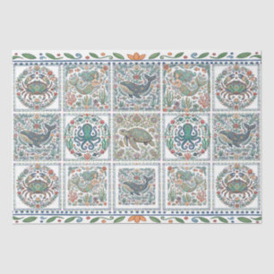 Papel De Seda Arte Popular Caprichoso Collage Decoupage Vida Mar