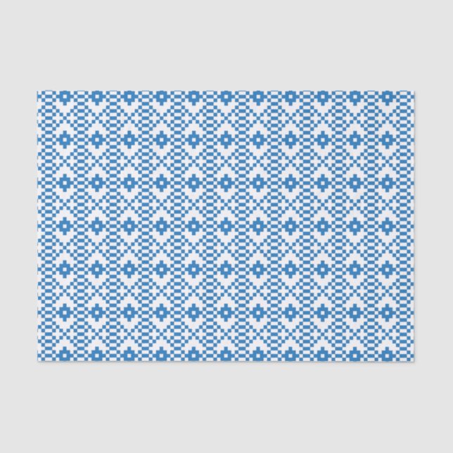 Papel De Seda Arte popular de origen étnico letón, azul y blanco (Anverso)