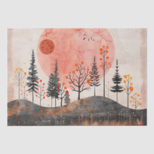 Papel De Seda Arte popular forestal de otoño de luna de terracot