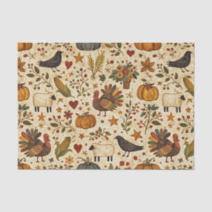 Papel De Seda Arte popular primitivo de Acción de Gracias