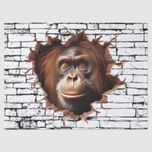 Papel De Seda Arte por ruptura de pared de Orangután en 3D - Saf
