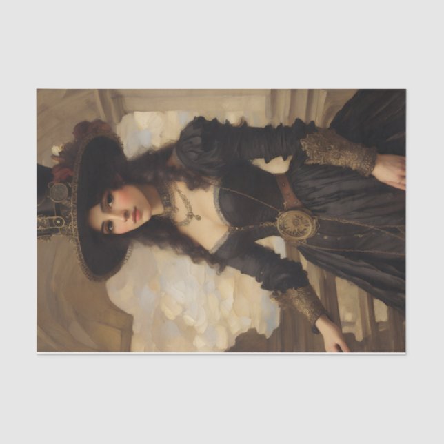 Papel De Seda Arte retrato de mujer Steampunk (Anverso)