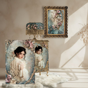 Papel De Seda Arte retrato de mujer victoriana y francesa hermos