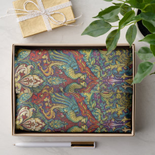 Papel De Seda Arte Retro Art Nouveau Pavos Reales & Aves por Wal