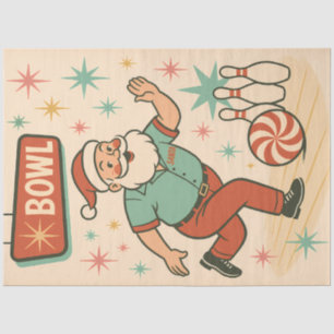 Papel De Seda Arte Retro de Navidad Santa Bolos Fiesta Vacaciona