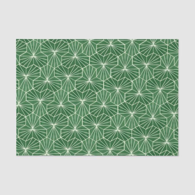 Papel De Seda Arte Retro Deco Patrón Geométrico Verde Lima (Anverso)