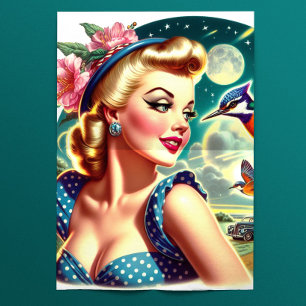 Papel De Seda Arte retro kitsch lindo de chicas pin-up