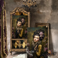 Arte Rococó de Retrato Victoriano y Floral con Zum