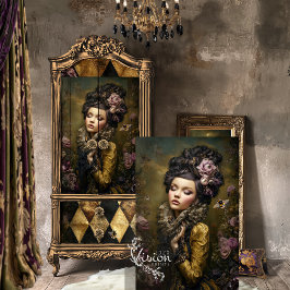 Papel De Seda Arte Rococó de Retrato Victoriano y Floral con Zum