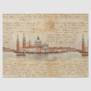 Papel De Seda Arte romántico vintage de Venecia con letra script