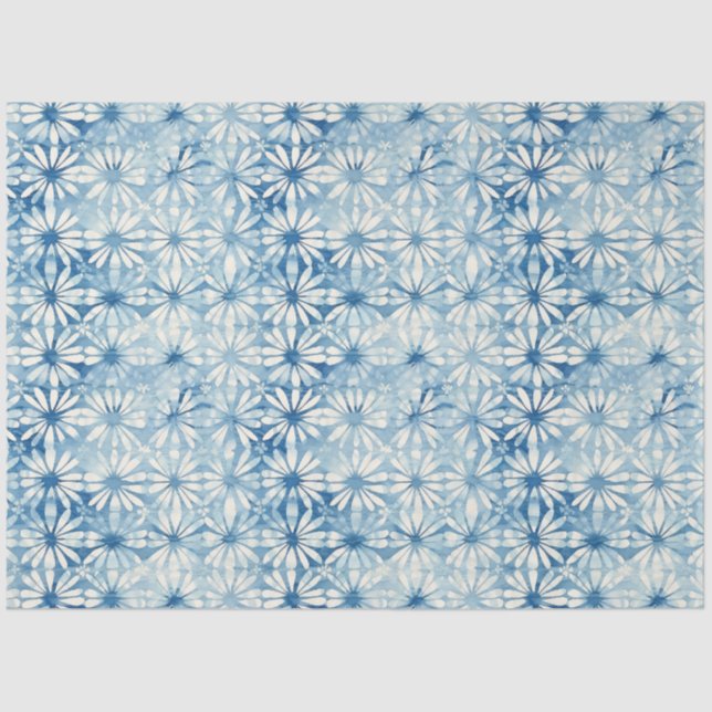 Papel De Seda Arte textil japonés azul shibori n° 3 (Anverso)