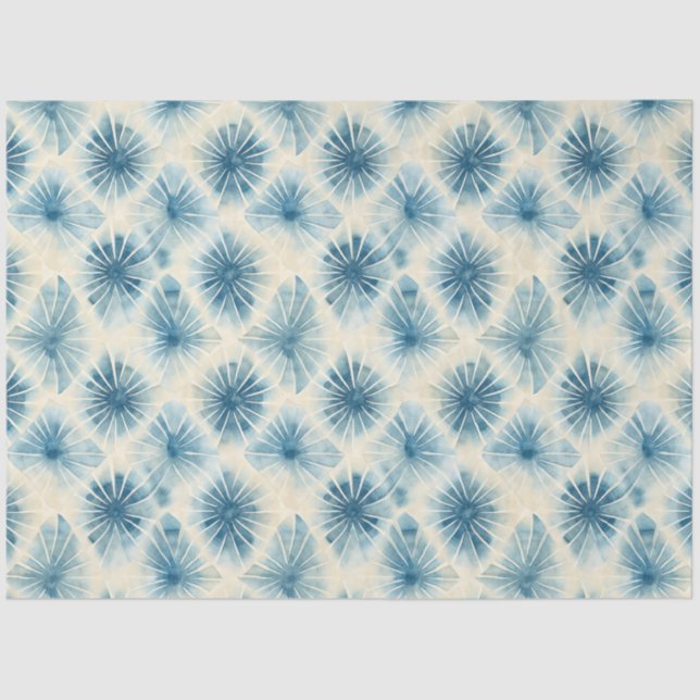 Papel De Seda Arte textil japonés azul Shibori n.o 16 (Anverso)