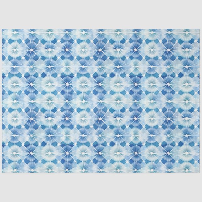 Papel De Seda Arte textil japonés azul Shibori n.o 19 (Anverso)