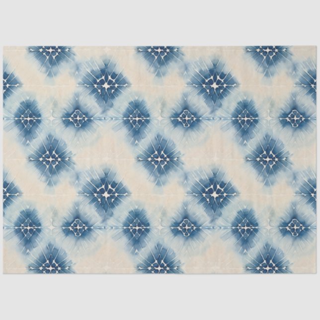 Papel De Seda Arte textil japonés azul shibori no 11 (Anverso)