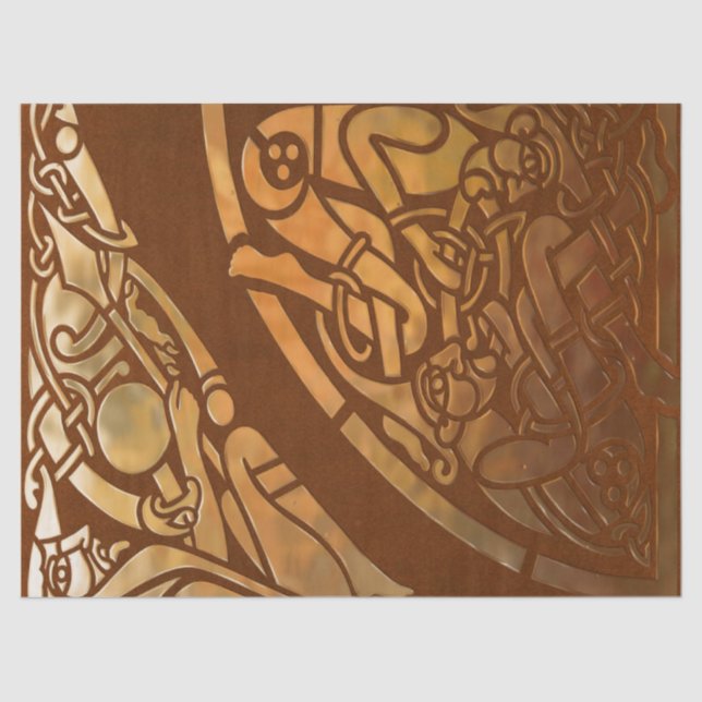 Papel De Seda Arte tribal de suade marrón celta (Anverso)