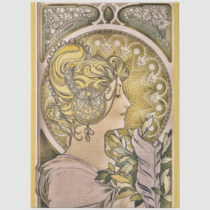 Papel De Seda Arte vintage Art Nouveau "La Plume" de Mucha