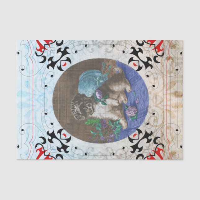 Papel De Seda Artes y decoupage lindos del adorno del perro del (Anverso)