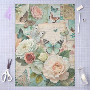 Papel De Seda Artesanía de color floral de descomposición de Cot