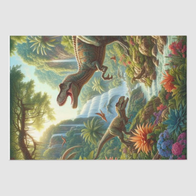 Papel De Seda Artesanía de Decoupage de Dinosaurios (Anverso)