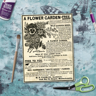Papel De Seda Artesanía de decoupage de efímera jardín de flores