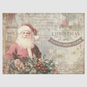 Papel De Seda Artesanía de decoupage de Papá Noel navideño rústi