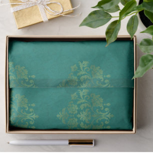 Papel De Seda Artesanía de decoupage de regalo de damasco dorado