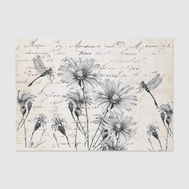 Papel De Seda Artesanía de descontaminación con flores silvestre (Anverso)