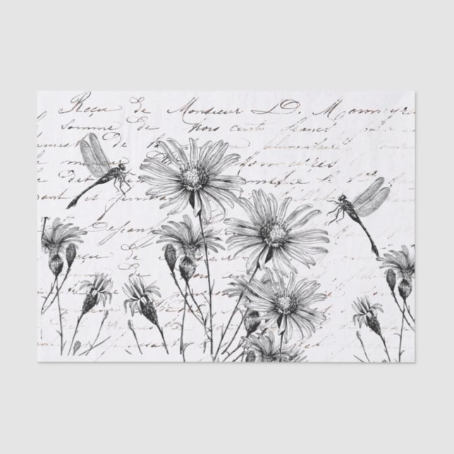 Papel De Seda Artesanía de descontaminación con flores silvestre (Anverso)