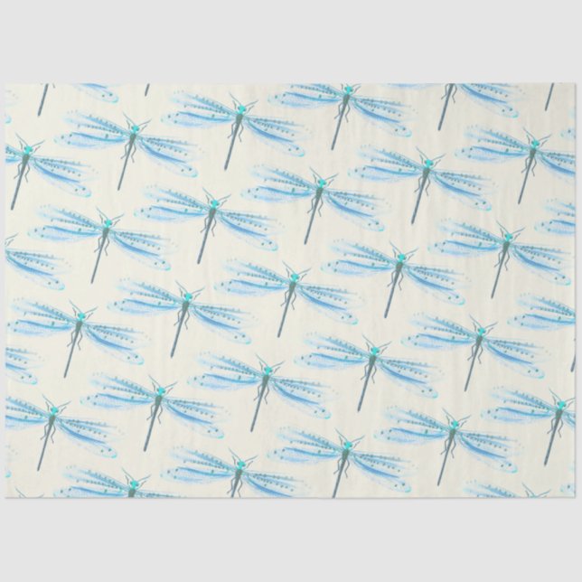 Papel De Seda Artesanía del patrón de Damselfly azul de Bonito d (Anverso)