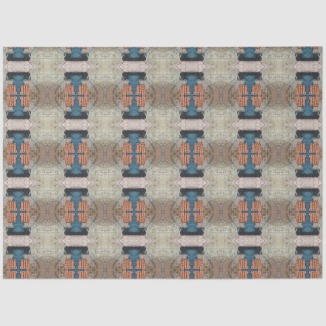 Papel De Seda Artista Beige Azul Naranja Gran Abstracto Geométri (Anverso)