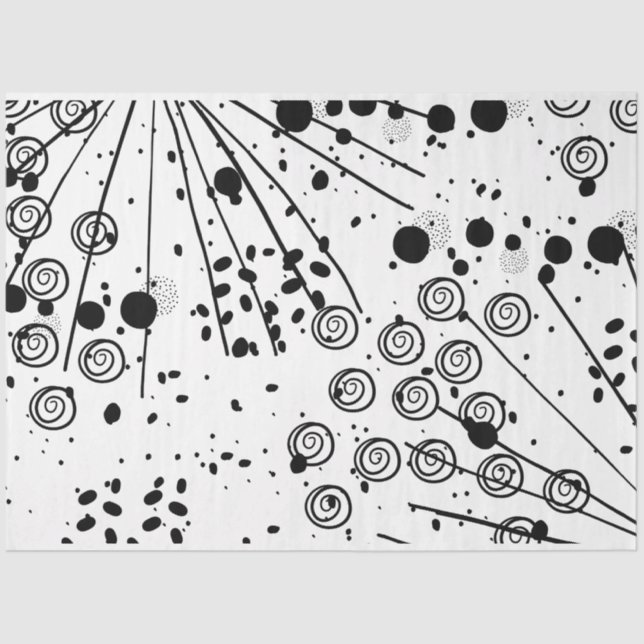 Papel De Seda Artista blanco negro gran abstracto textura espira (Anverso)