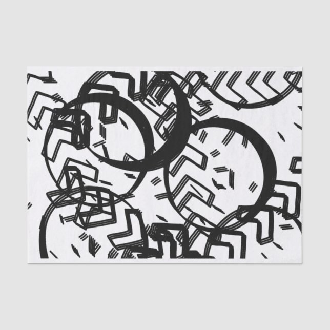 Papel De Seda Artista Blanco Negro Gran Círculo Textura de Chevr (Anverso)