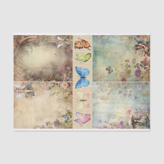 Papel De Seda Artista de medios mixtos Junk Journal Fairy Collag (Anverso)