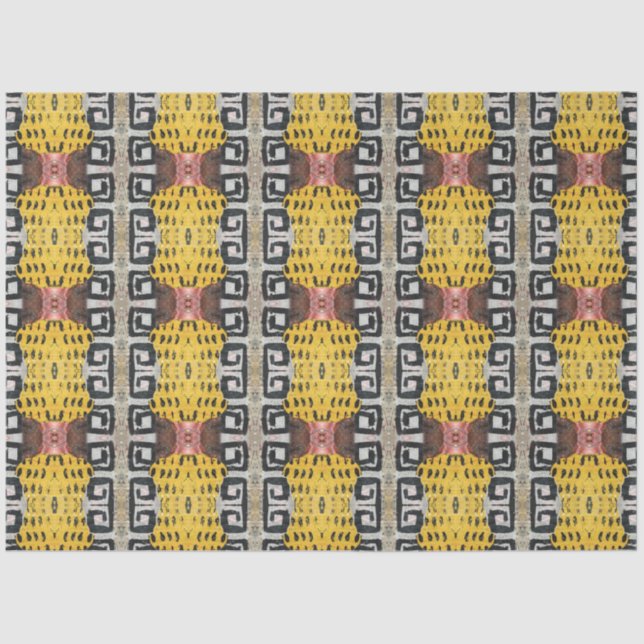 Papel De Seda Artista Maroon Amarillo Grande Abstracto Geométric (Anverso)